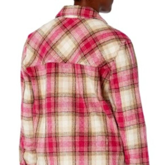 Blank NYC Pink/Brown Plaid Shacket Jacket In Small NWT - Picture 2 of 8